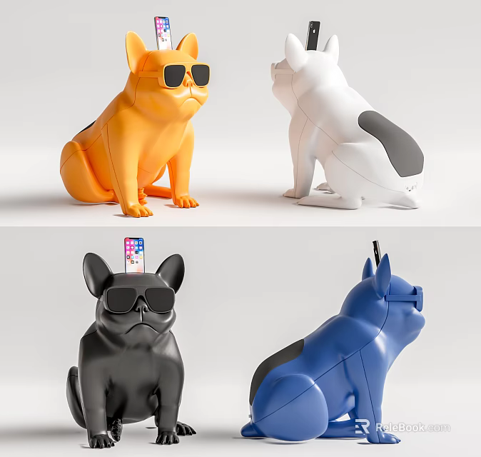 Stylish Bulldog Shaped Speaker with Multiple Colors and Modern Home Decor Design 3d model 