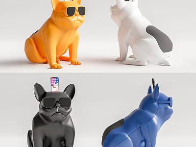 Stylish Bulldog Shaped Speaker with Multiple Colors and Modern Home Decor Design 3d model