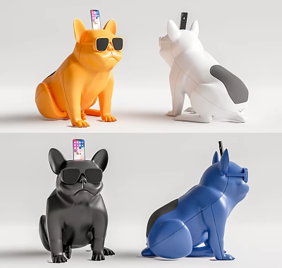 Stylish Bulldog Shaped Speaker with Multiple Colors and Modern Home Decor Design 3d model