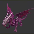 Fantasy Dragon Character With Red Wings And Silver Spiked Body