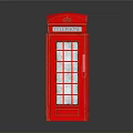Classic Red British Telephone Booth With Glass Panels And Traditional Design
