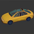 Yellow Taxi 3D Model With Roof Light And Sleek Body Design Details