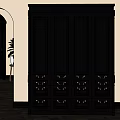 Elegant Black Wardrobe With Multiple Drawers Doors And Gold Handles