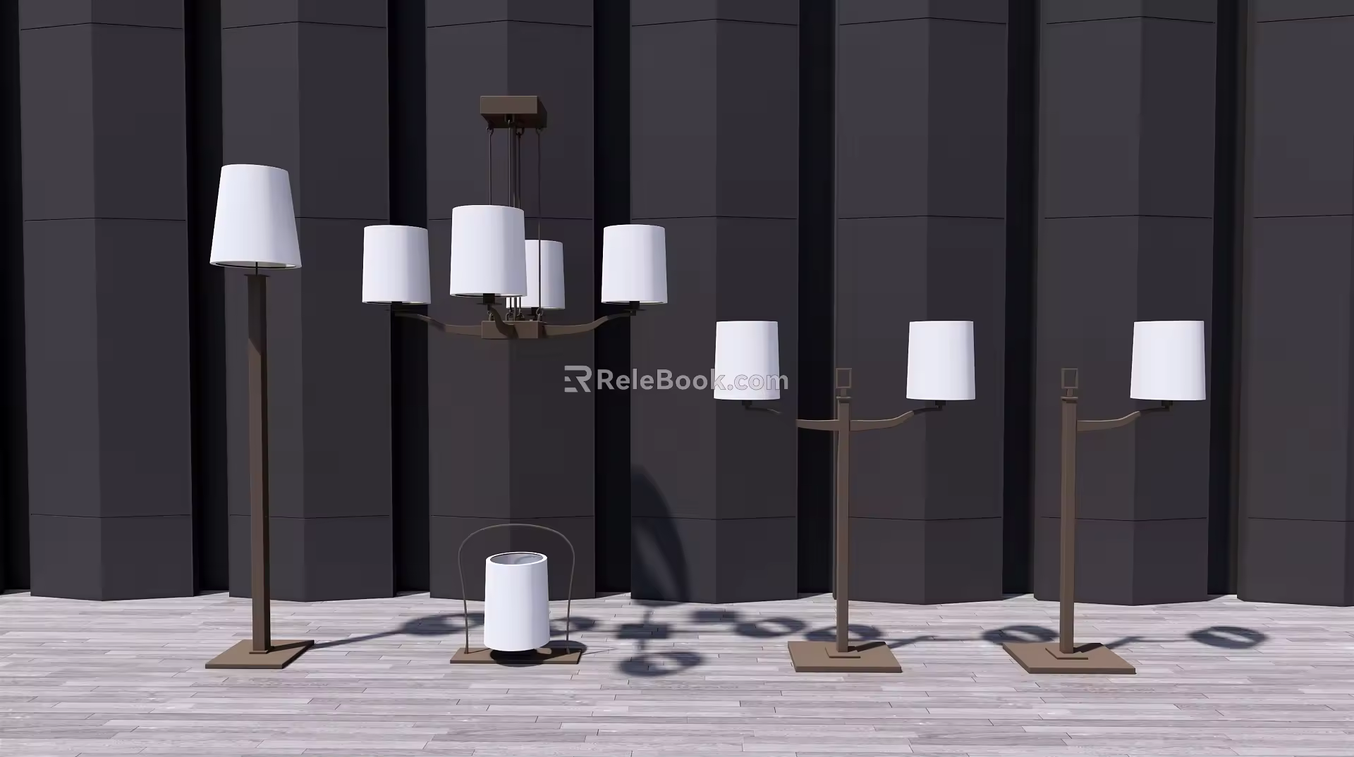 New Chinese style lamp combination chandelier 3d model