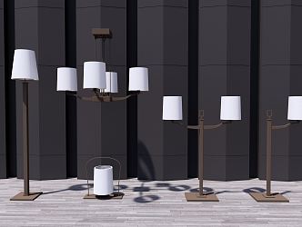 New Chinese style lamp combination chandelier 3d model