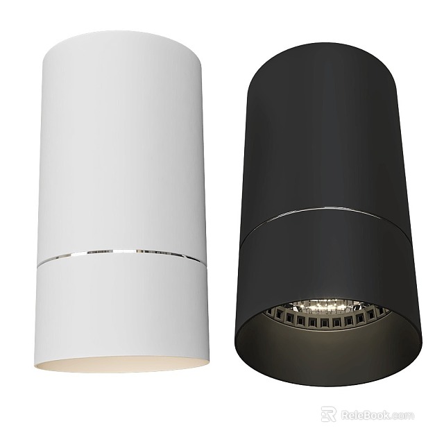Modern White and Black Downlights Spotlights with Minimalist Sleek Metal Trim Design 3d model 
