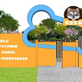 Outdoor Pet Park With Bone Shaped Pool Green Lawn And Dogs Playing In Fenced Area
