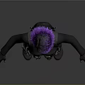 Purple Haired Tactical Character In Black Gear With Mythical Creature