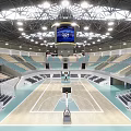 Modern Indoor Sports Fitness Arena Featuring Basketball Court Green Seats And Stands