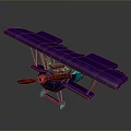 Purple Space Aviation Biplane Model With Red Propeller And Green Wheels