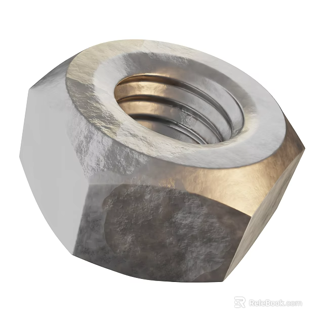 Hexagonal Metal Nut With Threaded Design For Industrial Equipment Components 3d model 