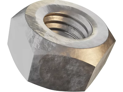 Hexagonal Metal Nut With Threaded Design For Industrial Equipment Components 3d model
