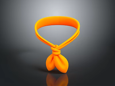 Orange Bow Tie Shaped Silicone Household Tie For Daily Home Use 3d model