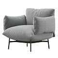 Beige Fabric Accent Chair With Modern Design Comfortable Armrests And Black Metal Legs
