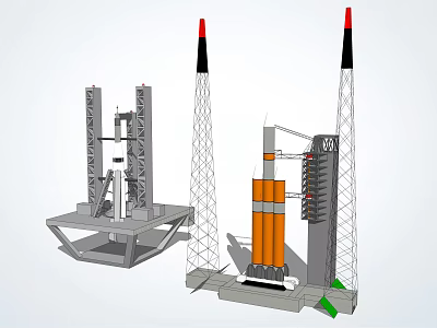 Modern rocket launch tower 3d model Modern rocket launch tower 3d model