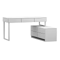 Modern White Dressing Table With Sleek Design And Multiple Storage Drawers