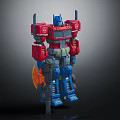 Red And Blue Transformers Robot Toy Figure With Axe Weapon And Mechanical Joints