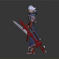 Man In Blue Red Costume Holding Silver And Red Swords Fantasy Character