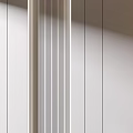 Minimalist Modern Interior Space With White Walls Vertical Stripe Details Mirror And Marble Floor