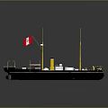 Vintage Ship Model As Water Transport With Canadian Flag Yellow Masts Wooden Deck