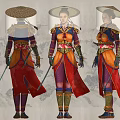 Fantasy Warrior Character In Traditional Asian Armor With Sword