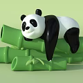 Interactive Area Featuring Playful Pandas Climbing And Resting On Green Bamboo 3d model