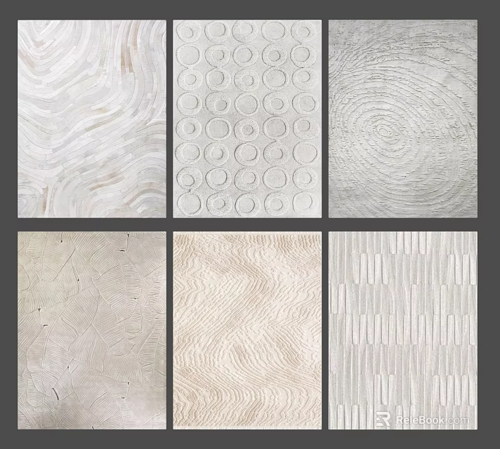 Modern Stylish Square Rugs With Various Textured Patterns For Home Interior Design 3d model 