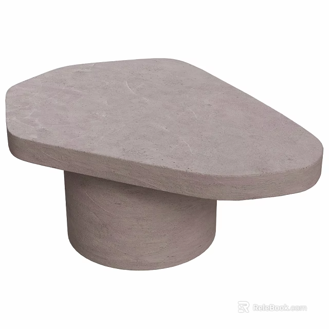 Light Purple Side Table With Irregular Top And Cylindrical Textured Base 3d model 