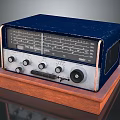 Vintage Blue Radio With Wooden Base And Control Knobs For Home Use 3d model