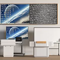 Modern Educational Space With Chalkboard Whiteboard Digital Screen And Podium 3d model