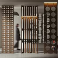 Wood partition combination porch partition screen 3d model