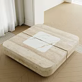 Beige Square Coffee Table With Marble Top And Natural Veins On Smooth Surface