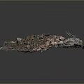 Pile of Construction Waste Debris Including Rubble Broken Bricks and Soil