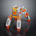 Orange And White Multi Legged Robot With Futuristic Mechanical Structure And Sensor 3d model