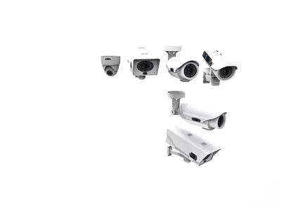 Various Surveillance Cameras Models For Outdoor And Indoor Security Monitoring 3d model