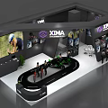 XIMA Exhibition Booth Featuring Green Racing Car Large Screen and Display Figures