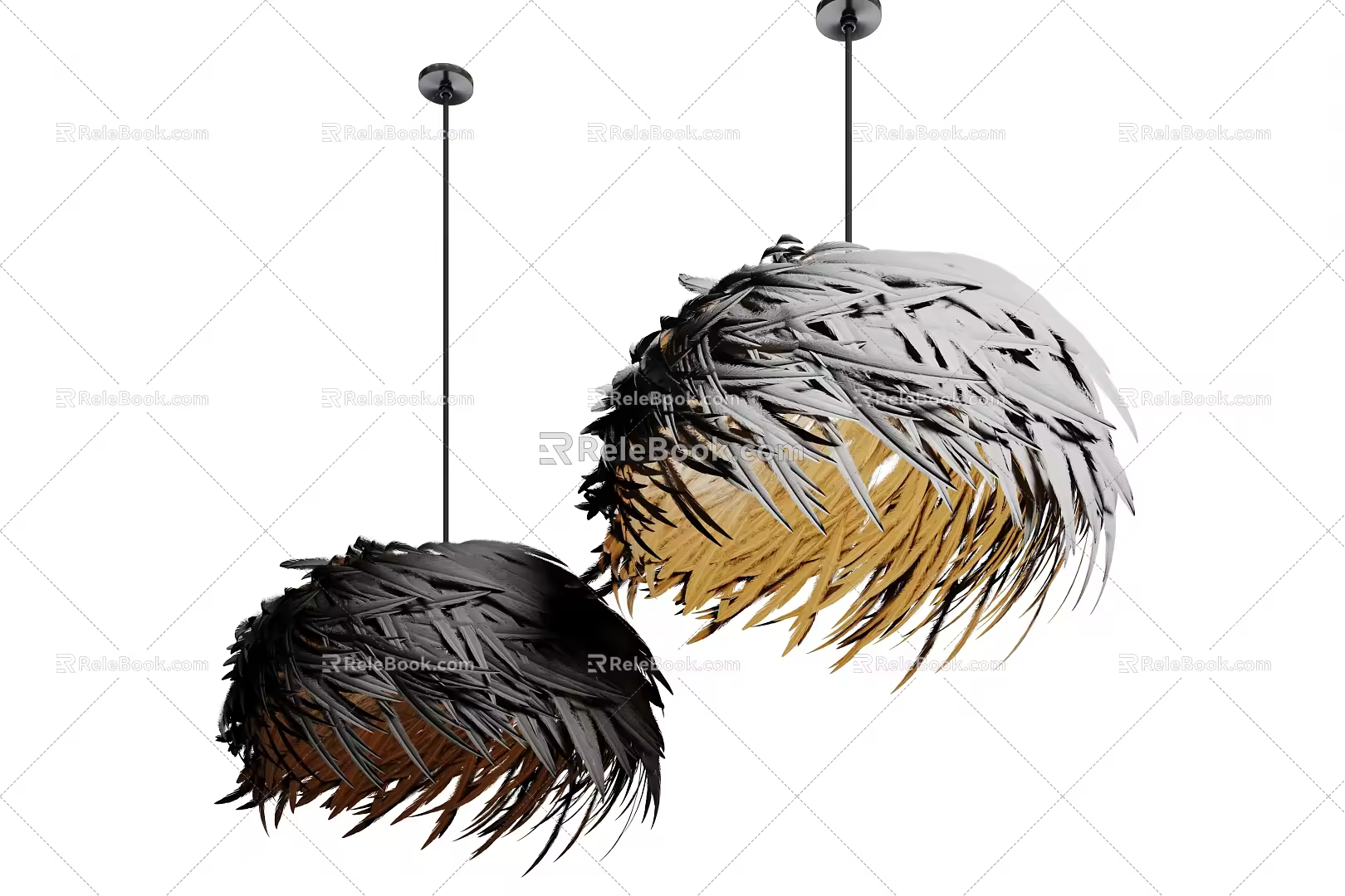 Modern decorative chandelier feather lamp 3d model