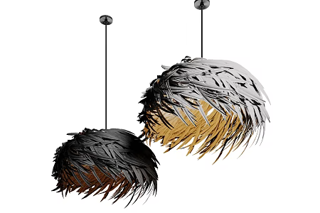 Modern decorative chandelier feather lamp 3d model