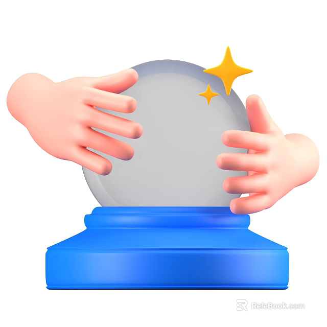 Decorative Ornament Set With Transparent Sphere Yellow Stars And Blue Base Held By Hands 3d model 