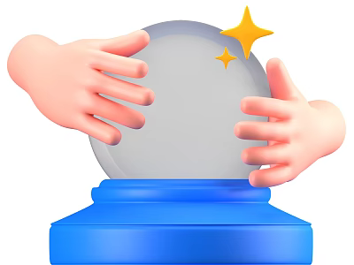 Decorative Ornament Set With Transparent Sphere Yellow Stars And Blue Base Held By Hands 3d model