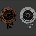 Rusted And Modern Industrial Equipment With Cylindrical Structure Pipes And Control Panels
