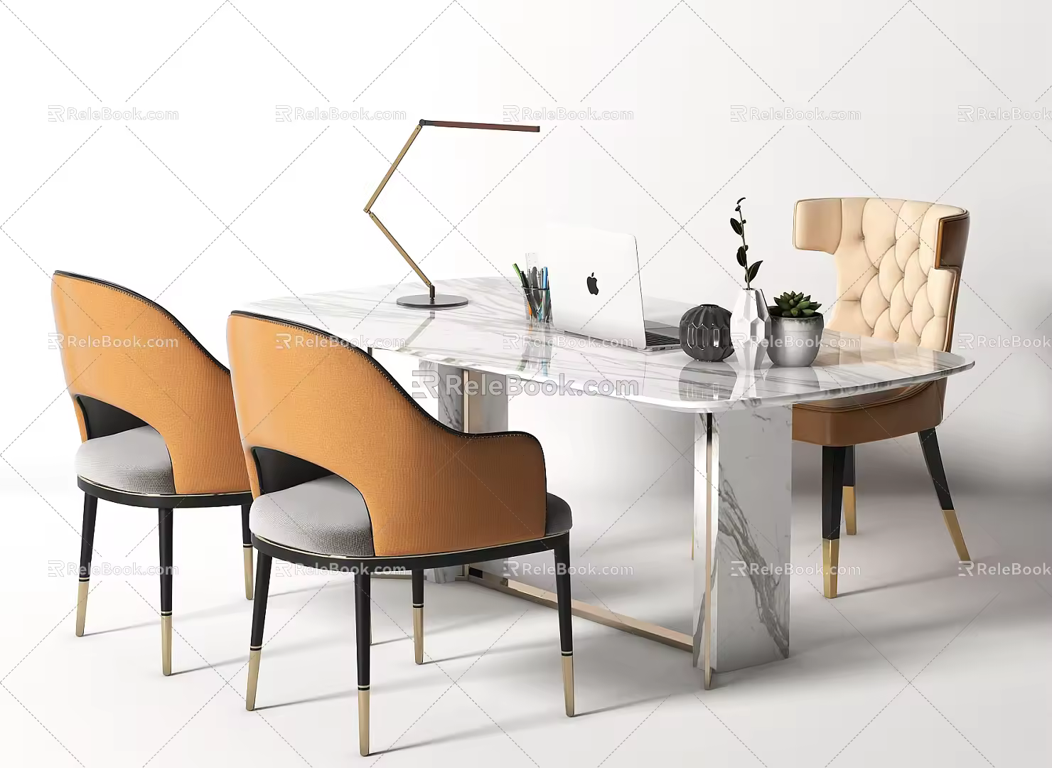 Light Luxury Office Desk and Chair Office Desk Manager Table Class Desk Manager Table Dining Table 3d model