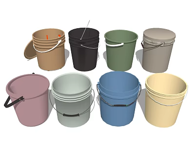 Bathroom Accessories Plastic Buckets in Various Colors with Handles for Home Use 3d model