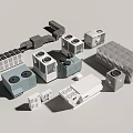 Industrial Equipment Design With Various Machinery Components And Control Panels
