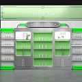RAFIG Green And Silver Product Display Cabinet With Shelves And Bottles
