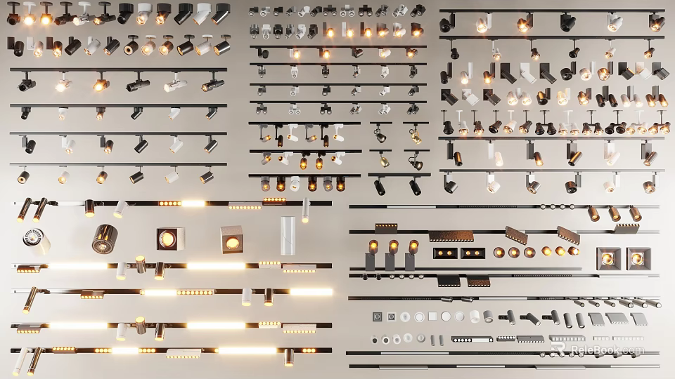 Modern Downlights and Spotlights with Various Styles and Adjustable Angles for Home Lighting 3d model