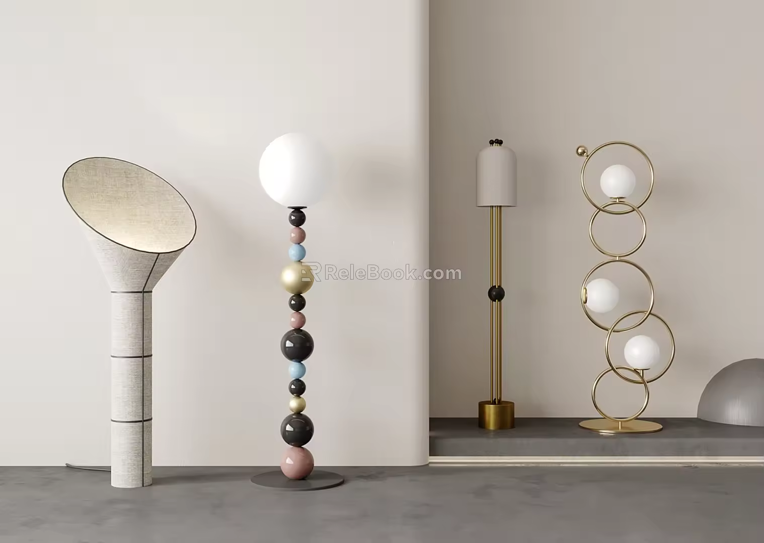 French Cream Style Floor Lamp Metal Floor Lamp Sphere Floor Lamp 3d model