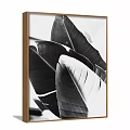 Black And White Botanical Leaf Prints Framed Wall Art Decor 3d model