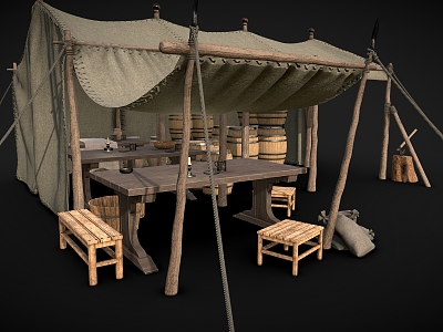 Booth Shops Teahouse Food Stall Market Tavern 3d model