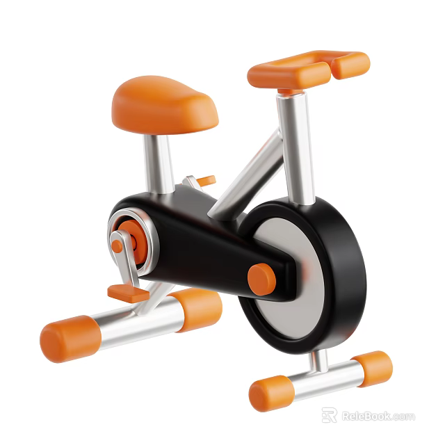 Black Orange Exercise Bike With Sturdy Metallic Frame Comfortable Seat And Pedals 3d model 